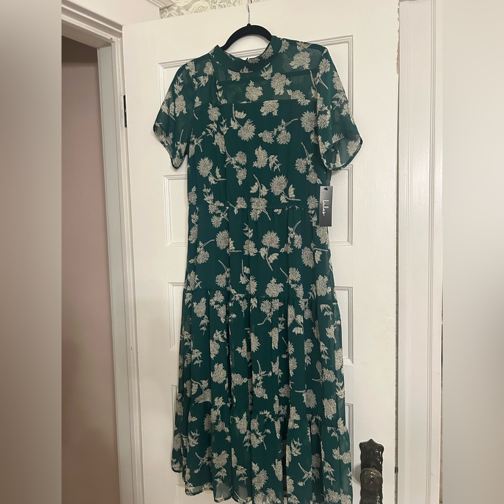 Lulus Floral Green Midi Dress - tags on!